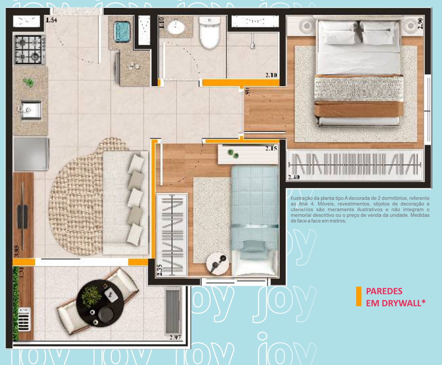 Planta Tipo A – 2 dorms. 35 m²