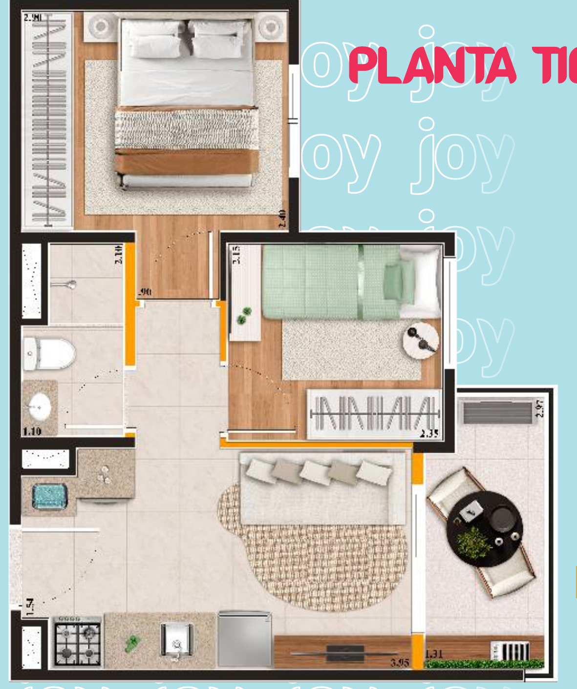 Planta Tipo B – 2 dorms. 35 m²