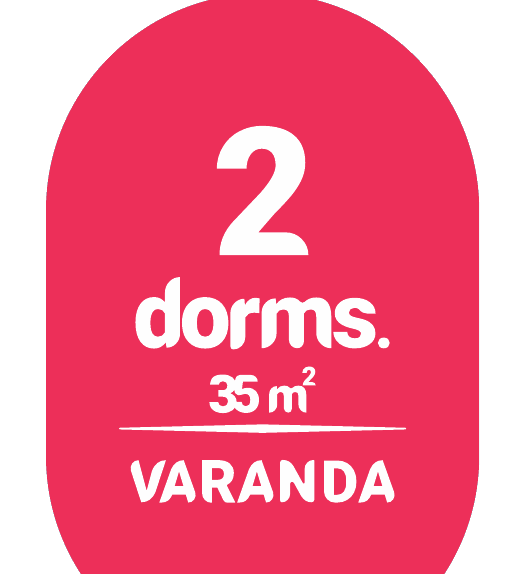 2 dorms. 35 m² varanda